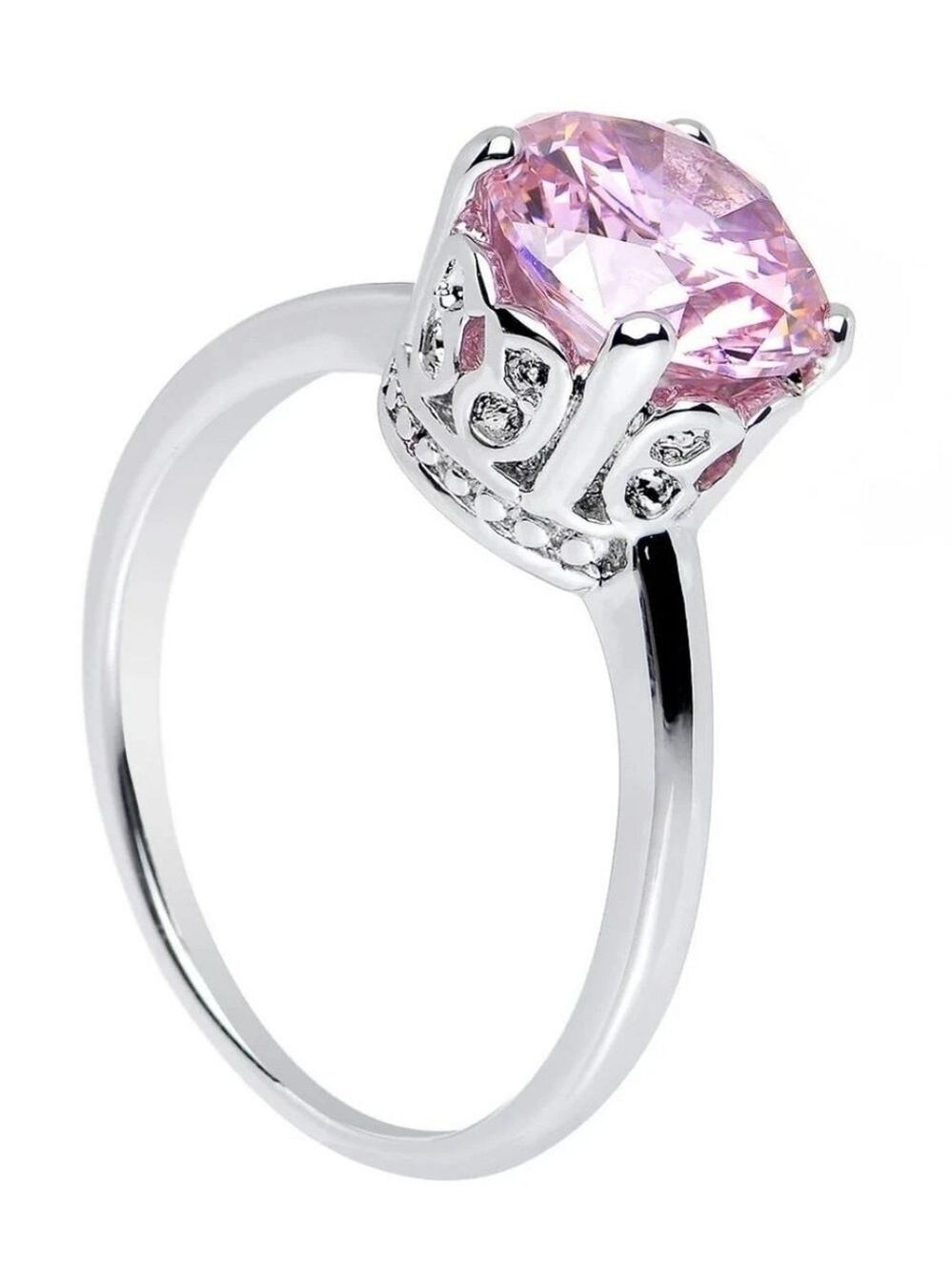 Pink Cubic Zirconia Pretty Princess Cocktail Ring